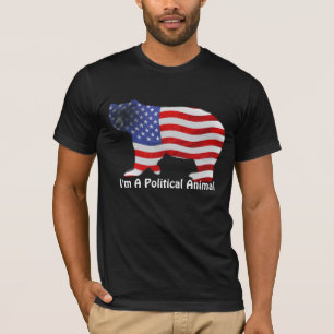 US FLAG & BEAR USA-style Political Animal T-Shirt
