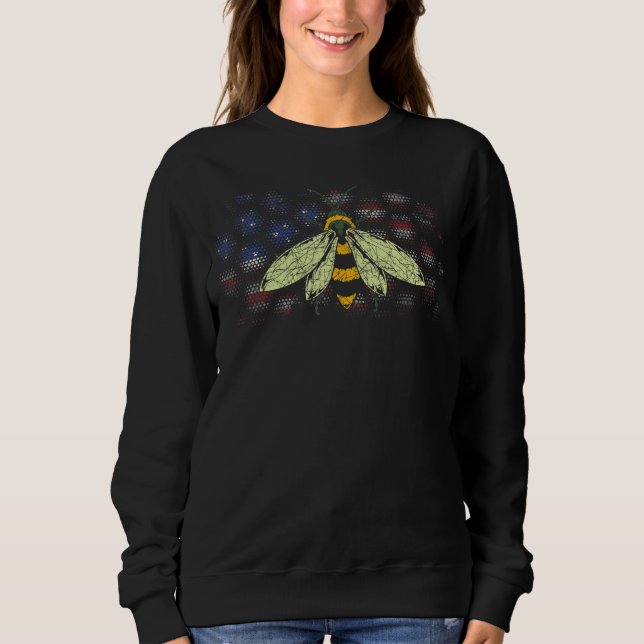 Us Flag Beekeeper Honey Bee Apiculture Beekeeping Sweatshirt (Front)