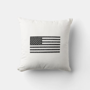 US Flag Black and White Vintage Retro Cushion