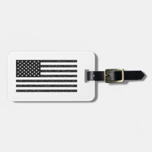 US Flag Black and White Vintage Retro Luggage Tag