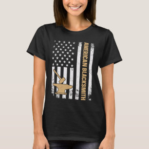US Flag Blacksmithing Anvil & Hammer American Blac T-Shirt