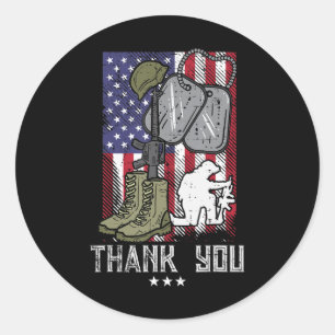 US Flag Boots Gun Helmet Tag Soldier Thank You Mem