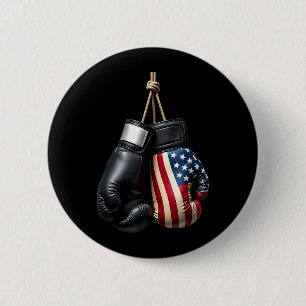 US Flag Boxing Gloves Boxer 6 Cm Round Badge