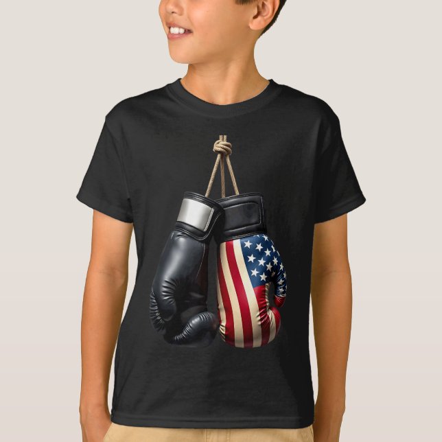 US Flag Boxing Gloves Boxer T-Shirt (Front)