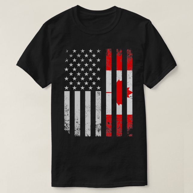 US Flag Canadian Pride Maple Leaf Canada  T-Shirt (Design Front)