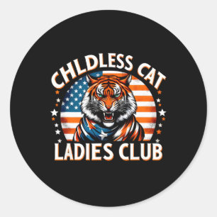 Us Flag Cat Ladies Childless Cat Ladies Club Kamal Classic Round Sticker