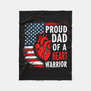 Us Flag Chd Awareness Proud Dad Of A Heart Warrior Fleece Blanket