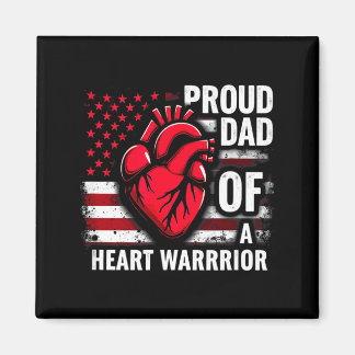 Us Flag Chd Awareness Proud Dad Of A Heart Warrior Magnet
