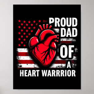 Us Flag Chd Awareness Proud Dad Of A Heart Warrior Poster