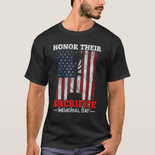 Us Flag Combat Boots Honour Their Sacrifice Memori T-Shirt