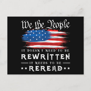 US Flag Constitution of the USA Needs To Be Reread Postcard