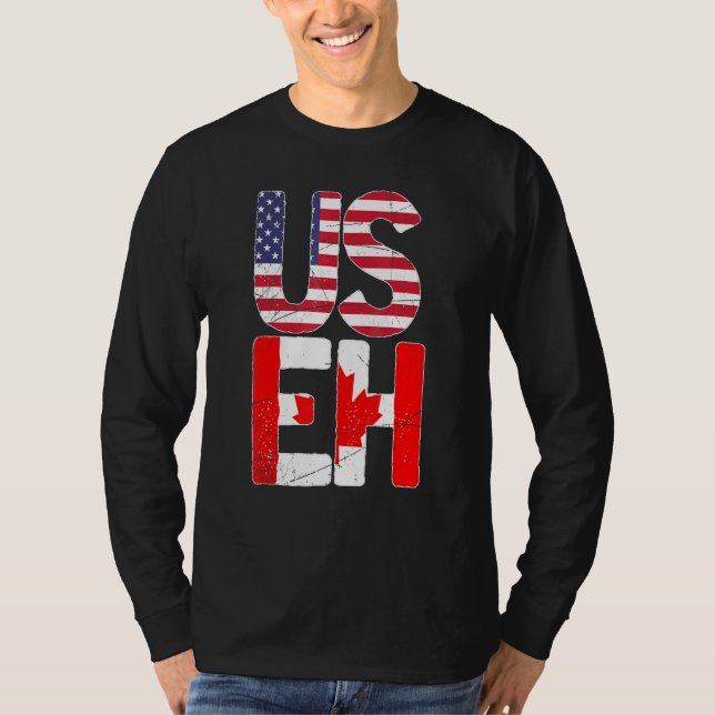 Us Flag Country Canadian Maple Leaf Useh Canada T-Shirt (Front)