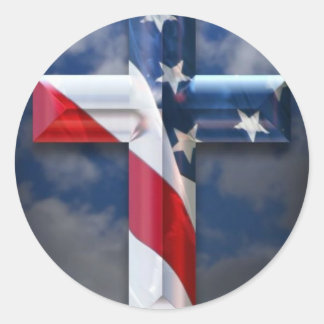 US flag cross Classic Round Sticker