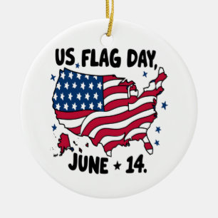 US Flag Day America's 250th Birthday - US Flag 250 Ceramic Tree Decoration