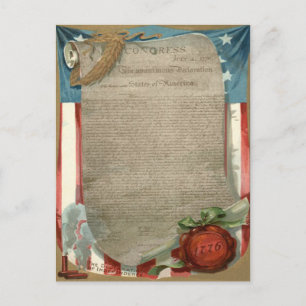US Flag Declaration of Independence 1776 Postcard