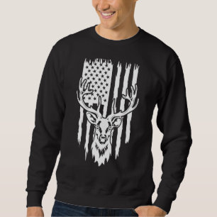 Us Flag Deer Hunting Hunter Antler Dad Hunting Dad Sweatshirt