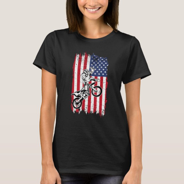 US Flag Dirt Bike Fly Shirt  Motocross US Dirt Bik (Front)