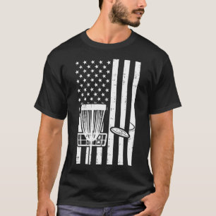 US Flag Disc Golf Vintage Patriotic Frisbee Golfin T-Shirt
