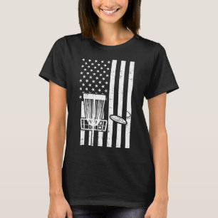 US Flag Disc Golf Vintage Patriotic Frisbee Golfin T-Shirt