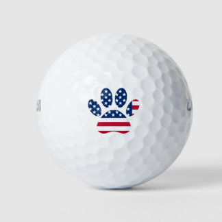 US Flag Dog Paw Print Golf Balls