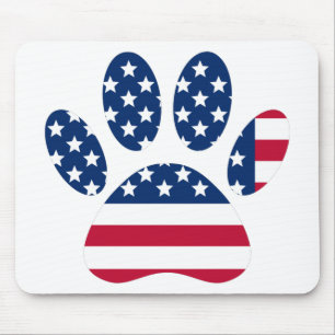 US Flag Dog Paw Print Mouse Pad
