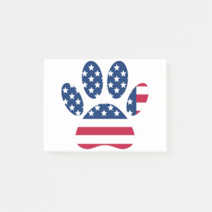 US Flag Dog Paw Print Post-it Notes
