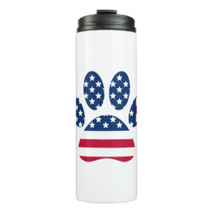 US Flag Dog Paw Print Thermal Tumbler