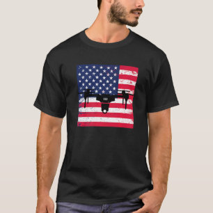 Us Flag Drone Pilot Quadcopter For Cool Racing Dro T-Shirt