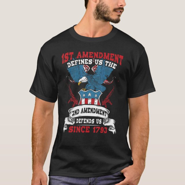 Us Flag Eagle 2nd Amendment Defends Us Patriotic 4 T-Shirt (Front)
