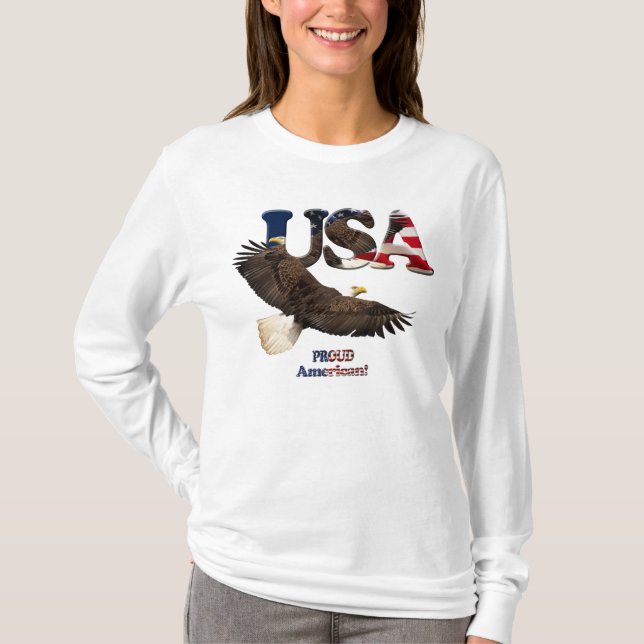 US FLAG & EAGLE USA-style Ladies Shirt (Front)