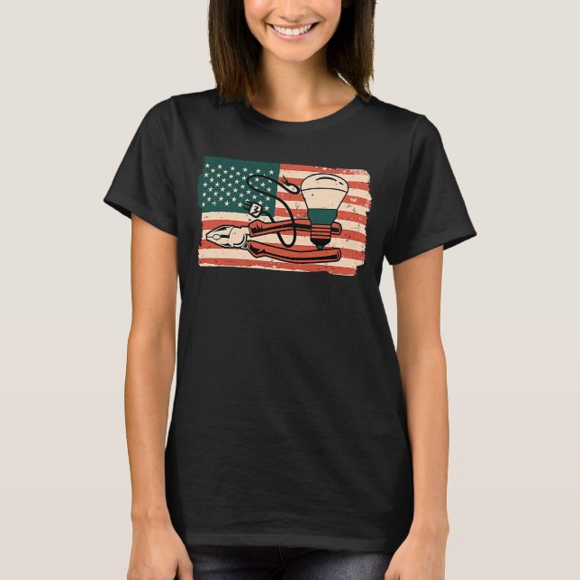 Us Flag Electrical Engineer American Electrician   T-Shirt (Front)