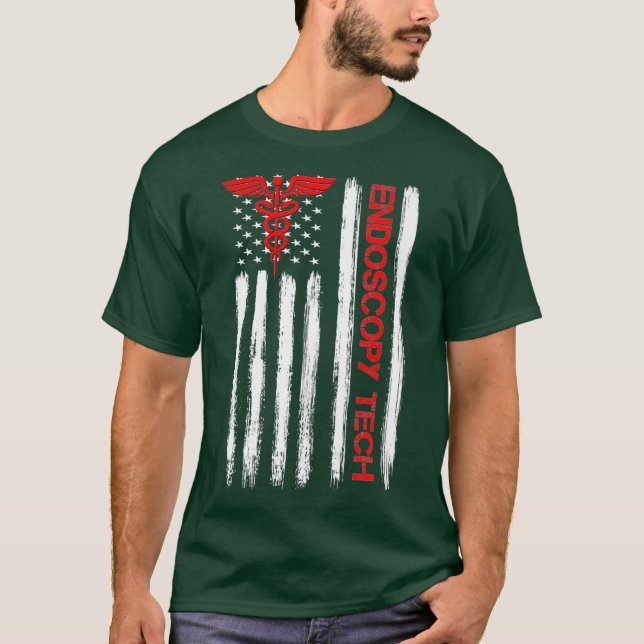US Flag Endoscopy Tech Technologist GI Premium T-Shirt (Front)