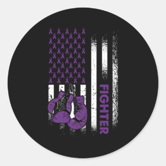 Us Flag Epilepsy Fighter Purple Ribbon Epilepsy Aw Classic Round Sticker