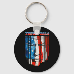 Us Flag Face Trump Vintage Donald Trump 4th Of Jul Key Ring