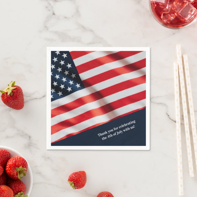 US Flag Family Photo 4th of July Party Napkin (Insitu)
