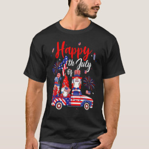 Us Flag Firework Three Gnomes 4th Of July Independ T-Shirt