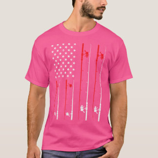 Us Flag Fishing Rod  Fishing T-Shirt