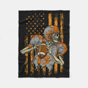 Us Flag Footbyll Skeleton Halloween For Men Boys K Fleece Blanket