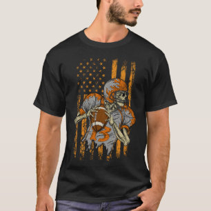 Us Flag Footbyll Skeleton Halloween For Men Boys K T-Shirt