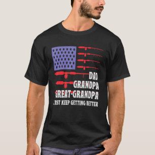 Us Flag For Dad For Fathers Day From Son Fishing D T-Shirt