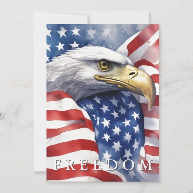 US Flag Freedom Eagle Motivational Inspirational Holiday Card (Front)