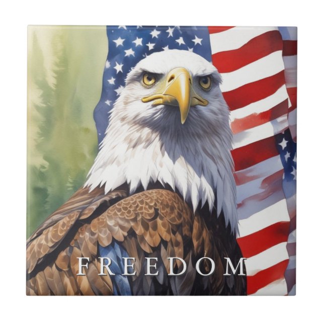 US Flag Freedom Eagle Motivational Inspirational Tile (Front)