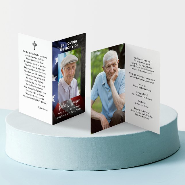 US Flag Funeral Memorial Photo Folded Prayer Card (US Flag Funeral Memorial Photo Folder Prayer Card)