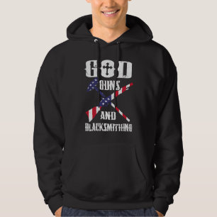 US Flag God Guns and Blacksmithing Anvil American Hoodie
