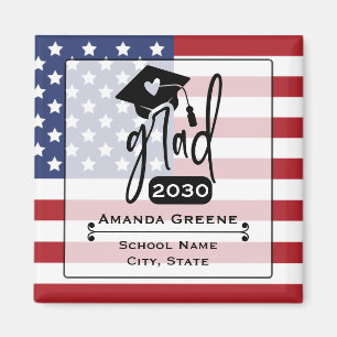US Flag Heart Cap Graduation Year  Magnet