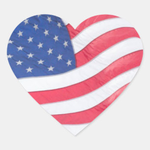 US Flag Heart Sticker