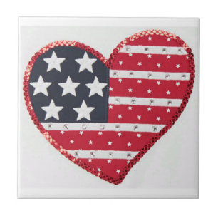 US flag heart tile