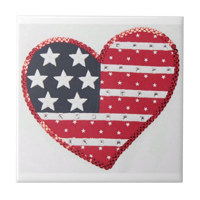 US flag heart tile (Front)