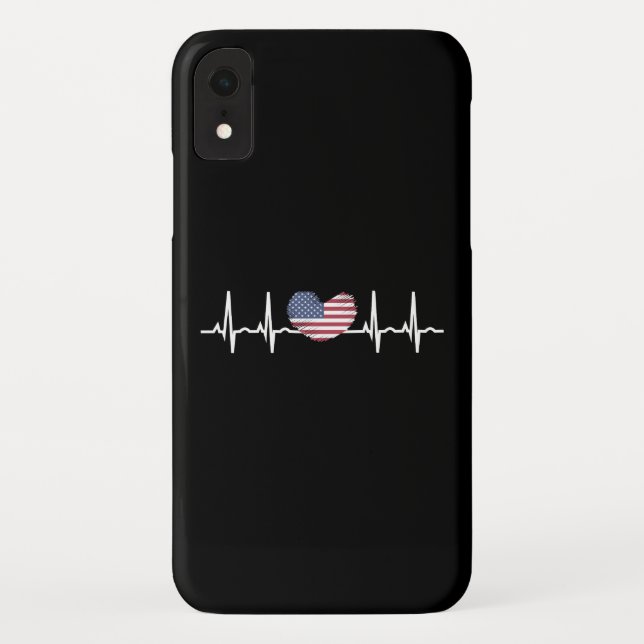 US Flag Heartbeat ECG Electrocardiography Case-Mate iPhone Case (Back)