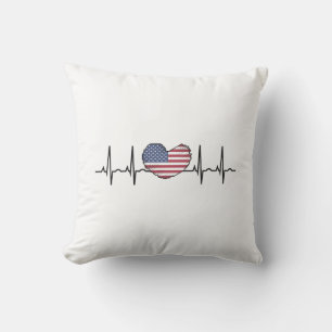 US Flag Heartbeat ECG Electrocardiography Cushion